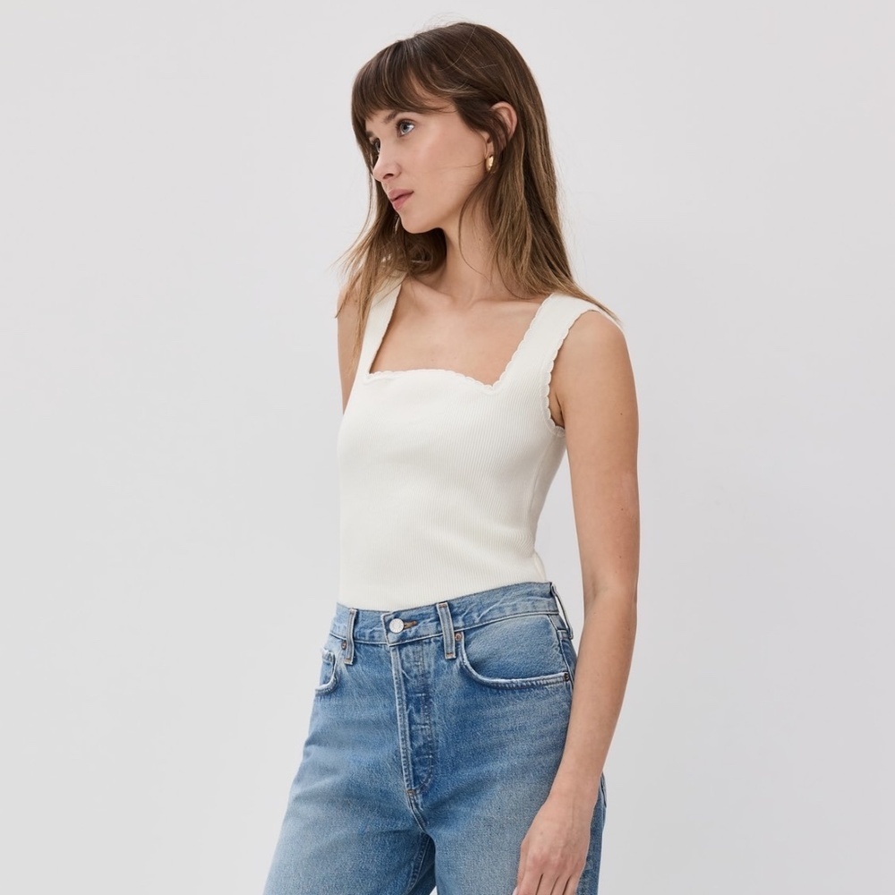 Reformation White Square Neck Top